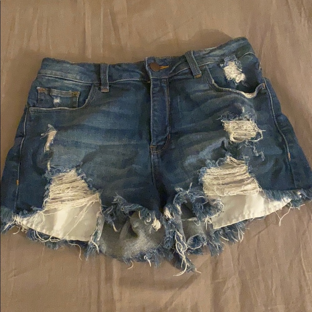 Stretchy jeans ripped shorts